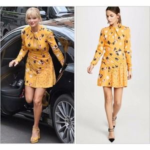 Self-Portrait Yellow Floral Mini Dress